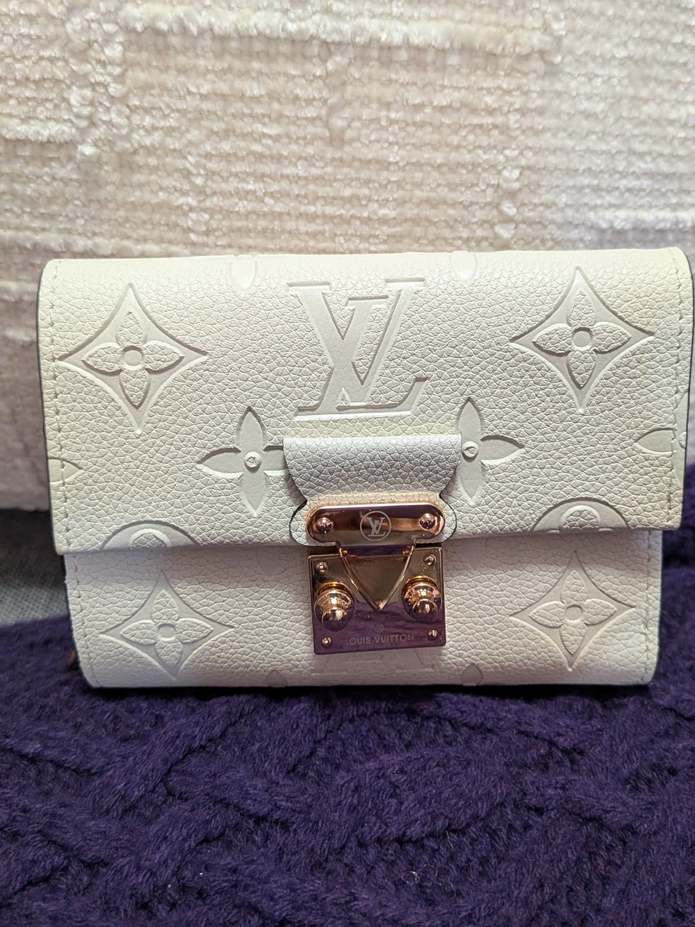 White Embossed Monogram Leather Wallet